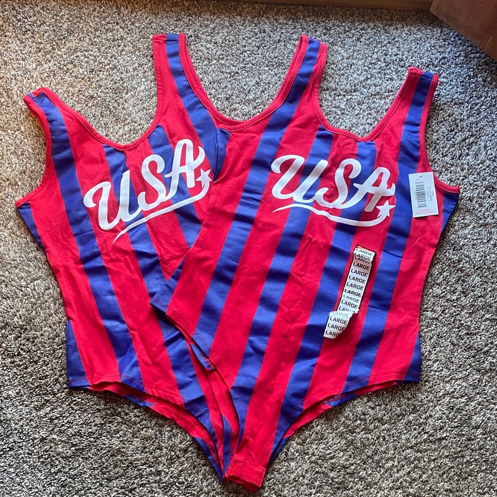 Spencer's Bold Red and Blue USA Bodysuit